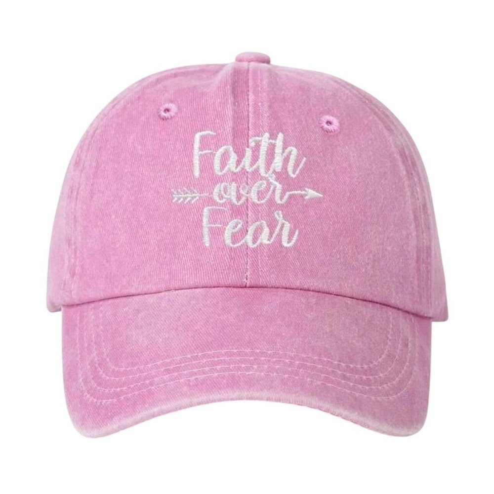 "Faith Over Fear" Pink Embroidered Dad Hat